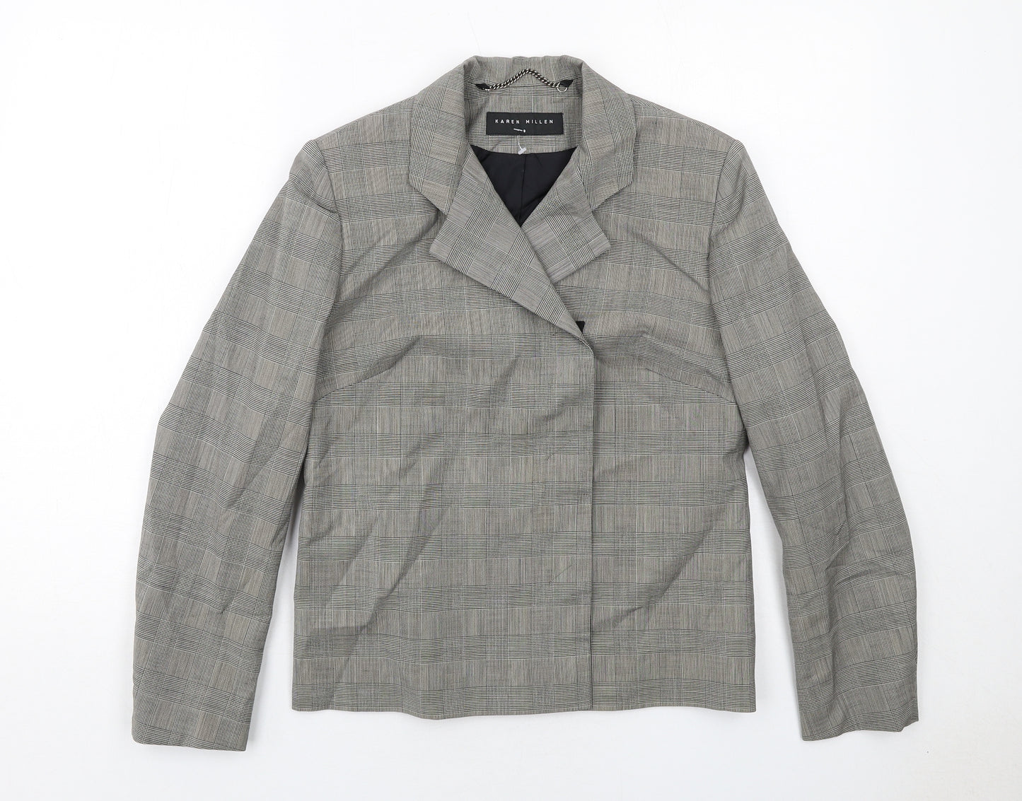 Karen Millen Womens Grey Geometric Jacket Blazer Size 8 Button