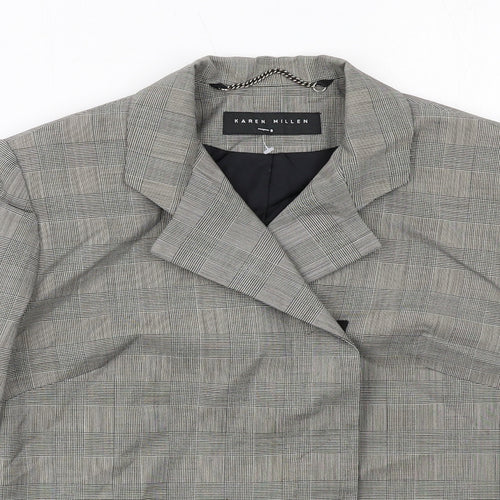 Karen Millen Womens Grey Geometric Jacket Blazer Size 8 Button
