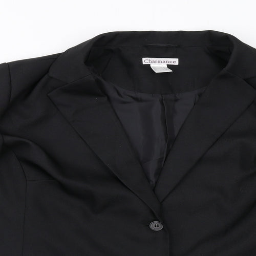 Charmance Womens Black Polyester Jacket Suit Size 22