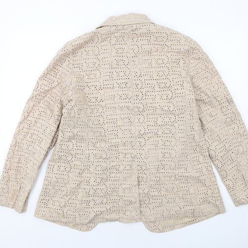 Marks and Spencer Womens Beige Jacket Blazer Size 16 Button - Broderie Anglaise