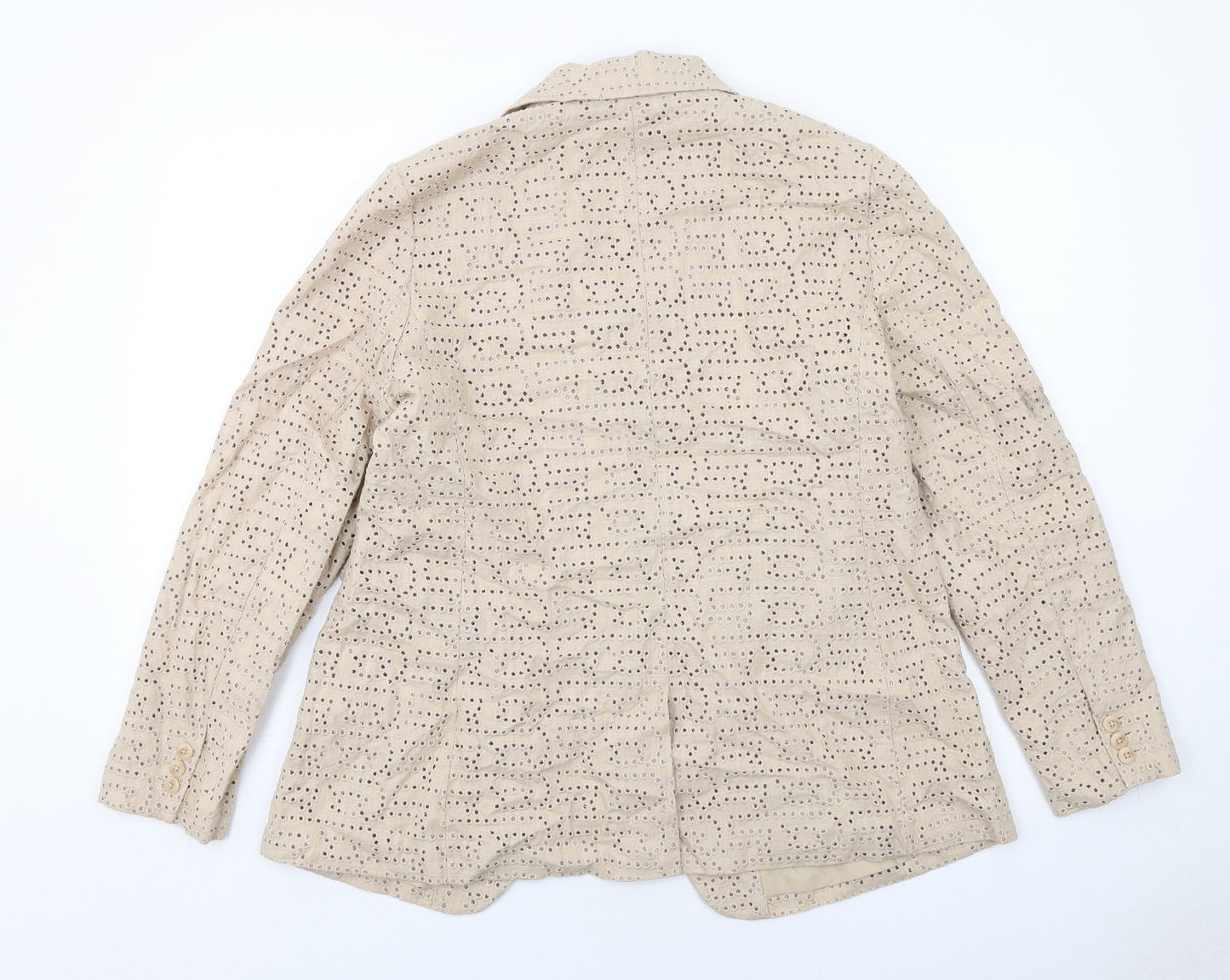 Marks and Spencer Womens Beige Jacket Blazer Size 16 Button - Broderie Anglaise