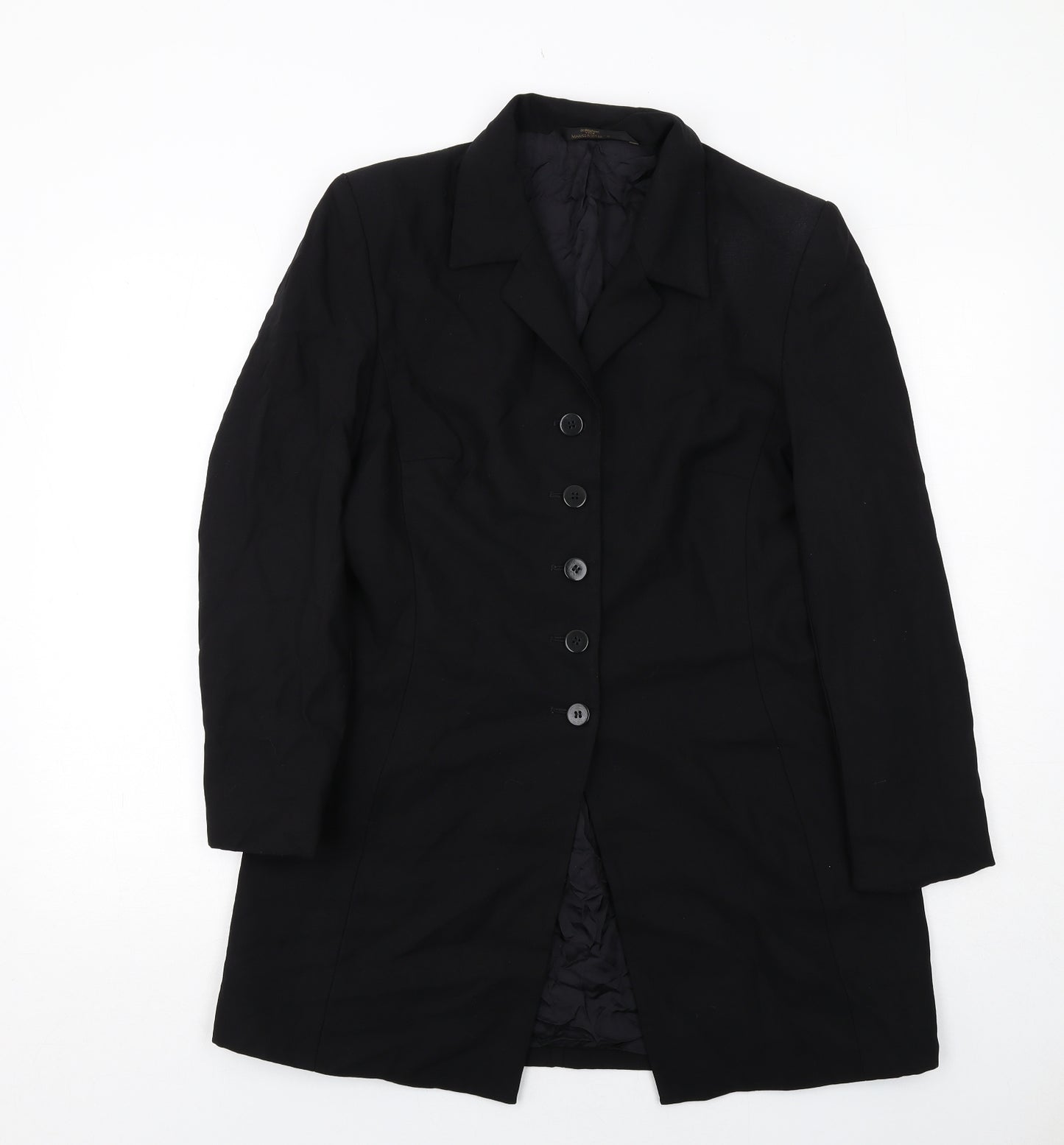 Marks and Spencer Womens Black Overcoat Coat Size 14 Button