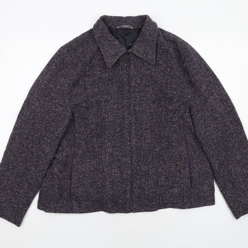 Marks and Spencer Womens Purple Geometric Jacket Size 20 Zip