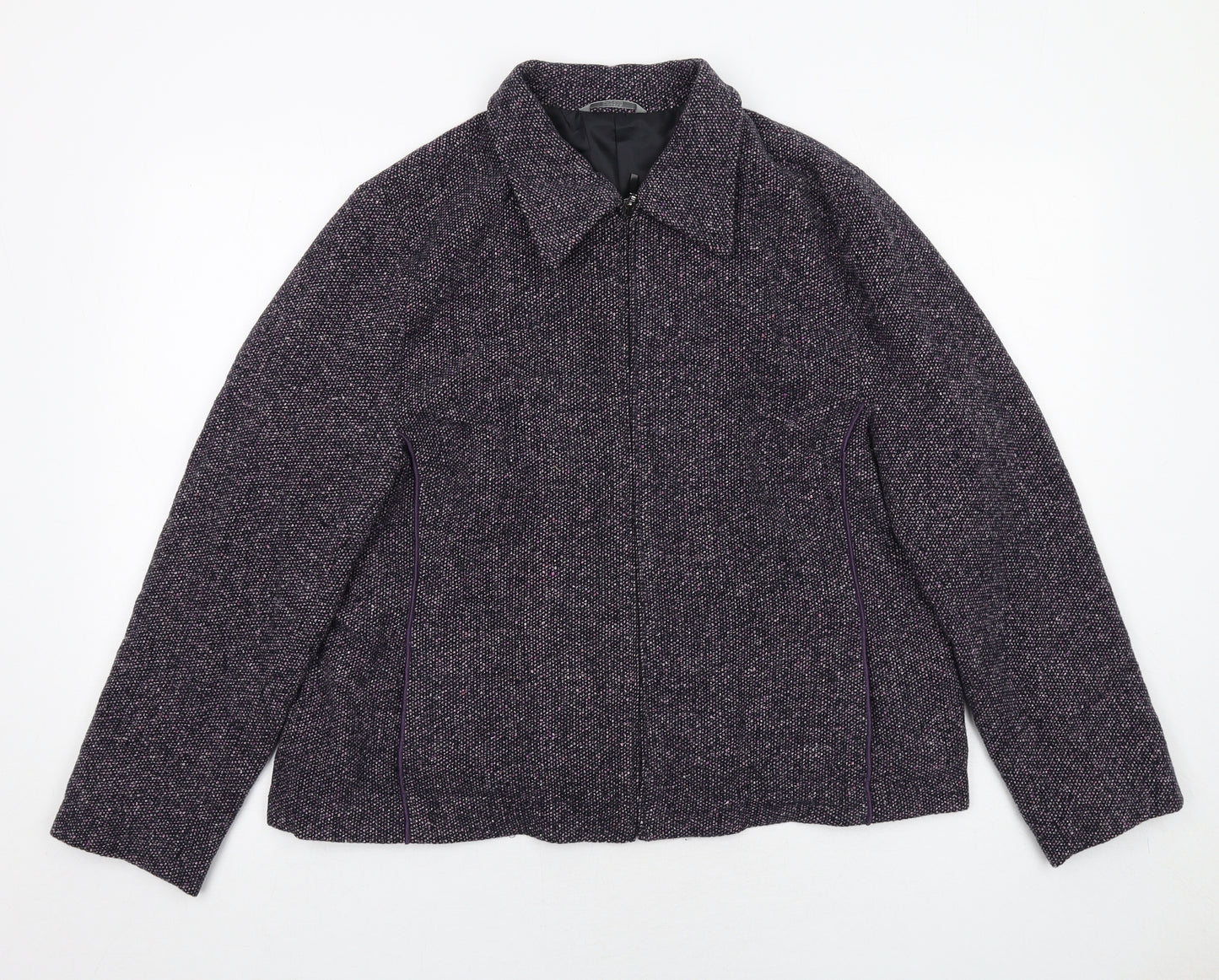 Marks and Spencer Womens Purple Geometric Jacket Size 20 Zip