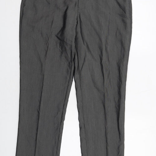 Aspen&Court Mens Grey Polyester Dress Pants Trousers Size 37 in Regular Zip