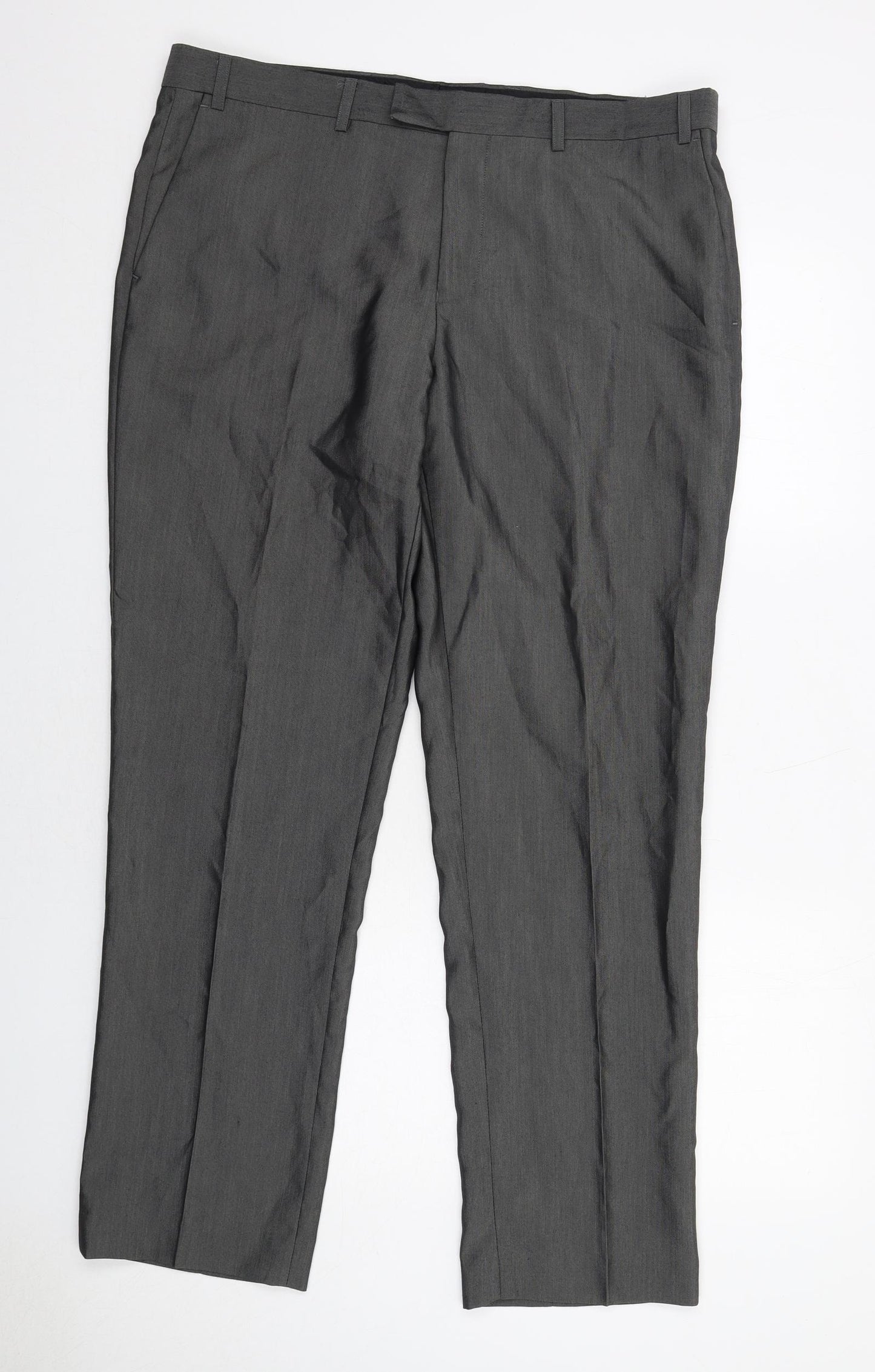 Aspen&Court Mens Grey Polyester Dress Pants Trousers Size 37 in Regular Zip