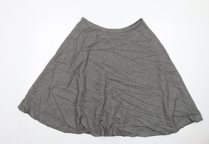 Phase Eight Womens Black Geometric Polyester Swing Skirt Size 14 Zip