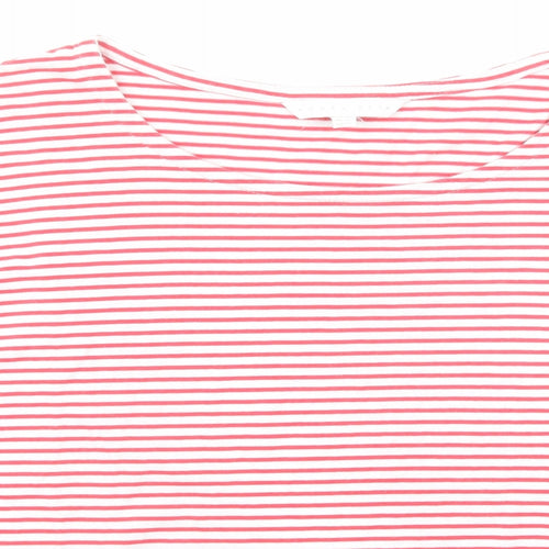 Amara Reya Womens Red Striped Cotton Basic T-Shirt Size 16 Round Neck