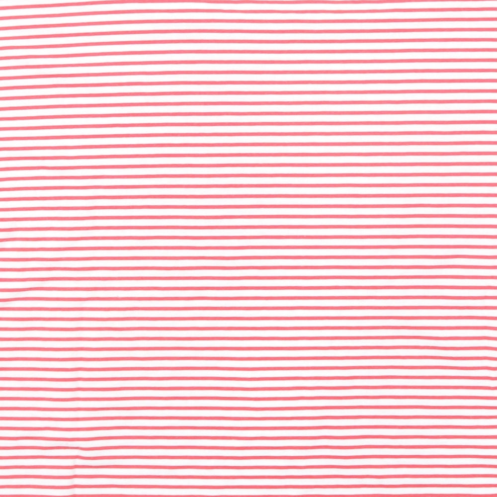 Amara Reya Womens Red Striped Cotton Basic T-Shirt Size 16 Round Neck