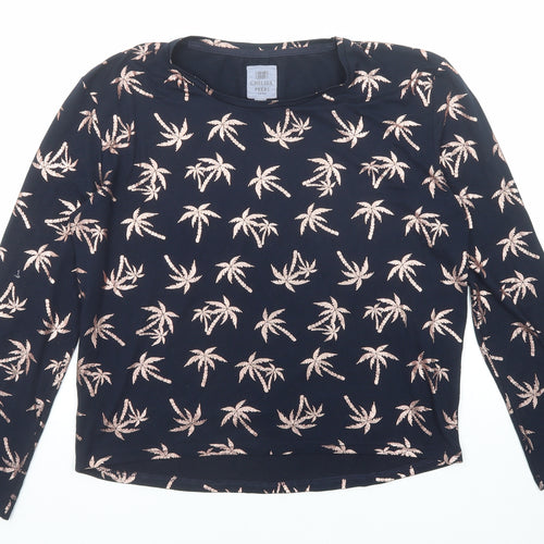 Chelsea Peers Womens Blue Geometric Polyester Basic T-Shirt Size S Round Neck - Palm Trees