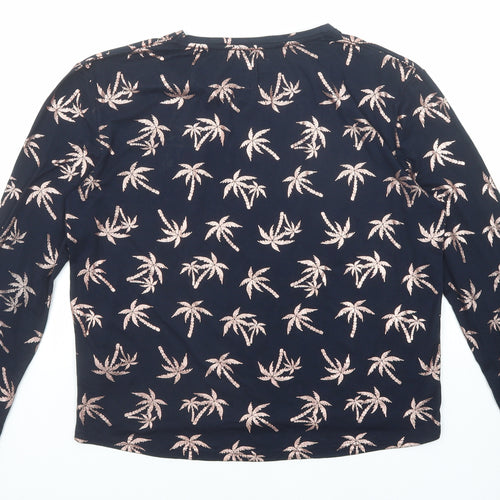 Chelsea Peers Womens Blue Geometric Polyester Basic T-Shirt Size S Round Neck - Palm Trees
