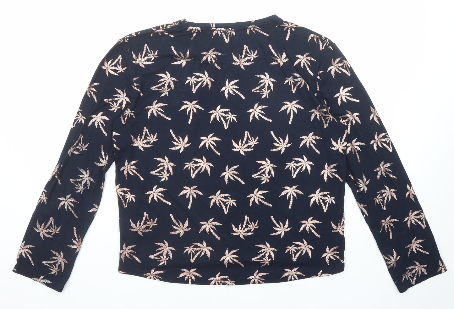 Chelsea Peers Womens Blue Geometric Polyester Basic T-Shirt Size S Round Neck - Palm Trees