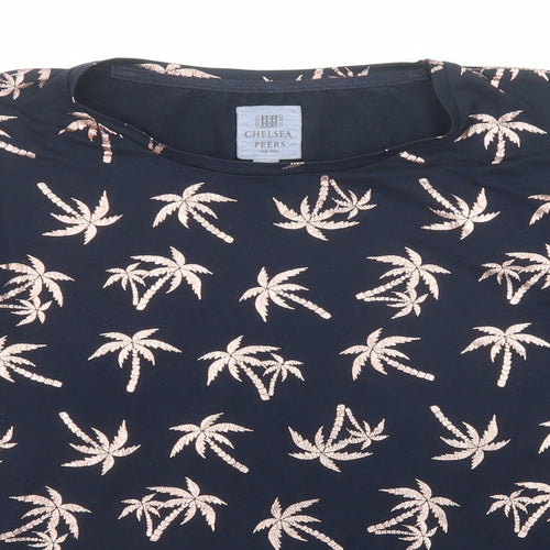 Chelsea Peers Womens Blue Geometric Polyester Basic T-Shirt Size S Round Neck - Palm Trees