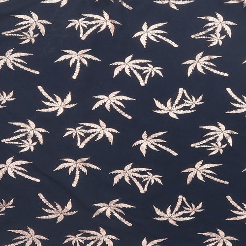 Chelsea Peers Womens Blue Geometric Polyester Basic T-Shirt Size S Round Neck - Palm Trees