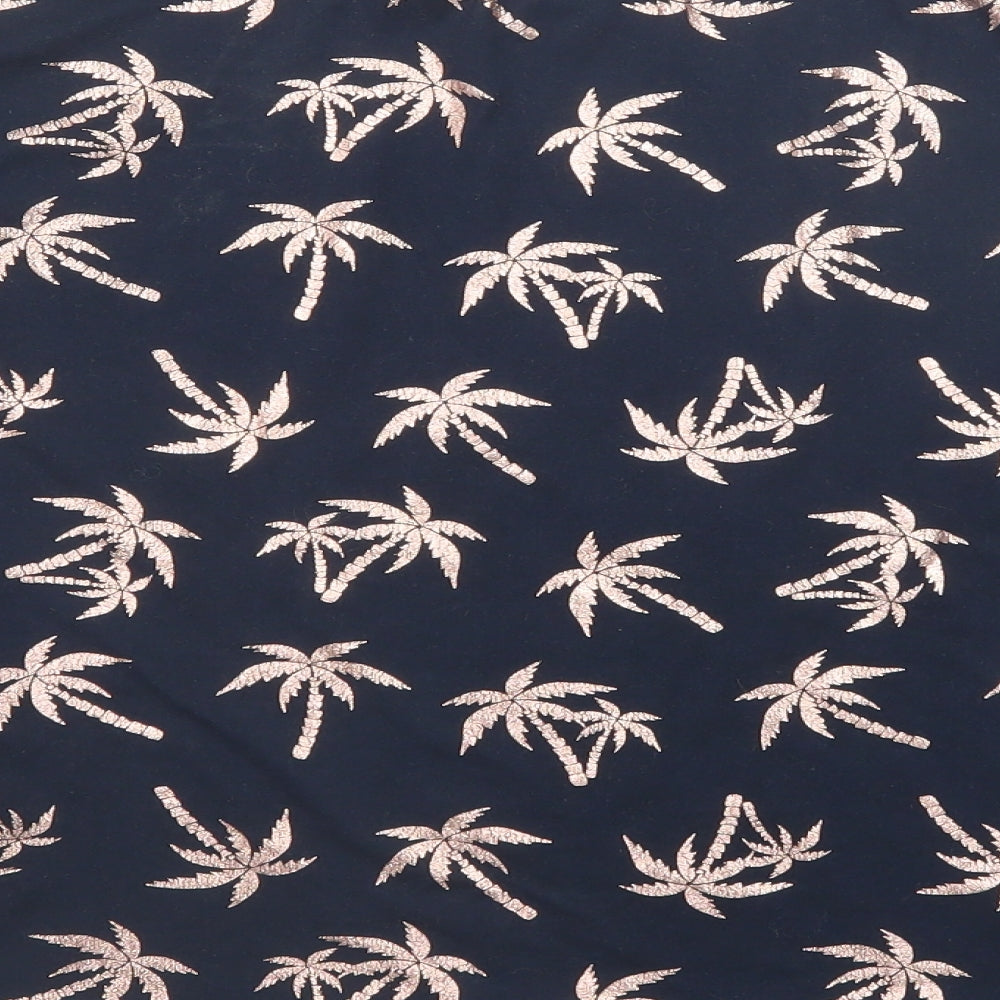 Chelsea Peers Womens Blue Geometric Polyester Basic T-Shirt Size S Round Neck - Palm Trees