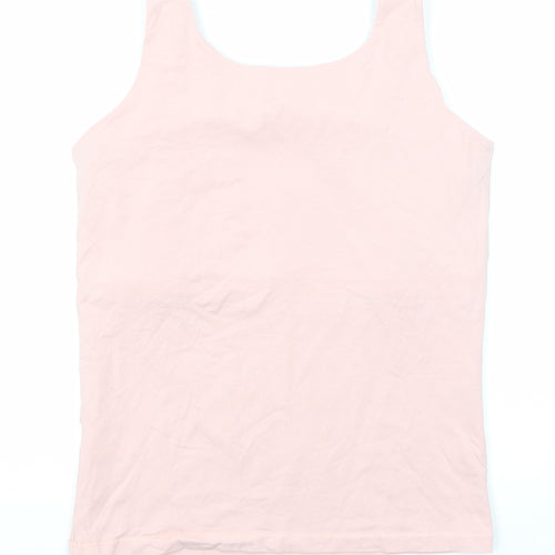 Damart Womens Pink Cotton Basic Tank Size 14 Round Neck - Size 14-16