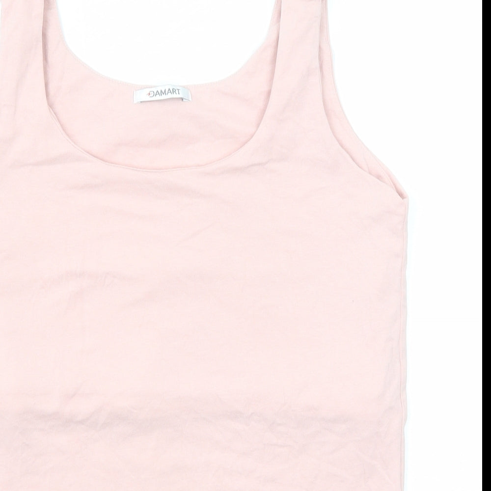 Damart Womens Pink Cotton Basic Tank Size 14 Round Neck - Size 14-16