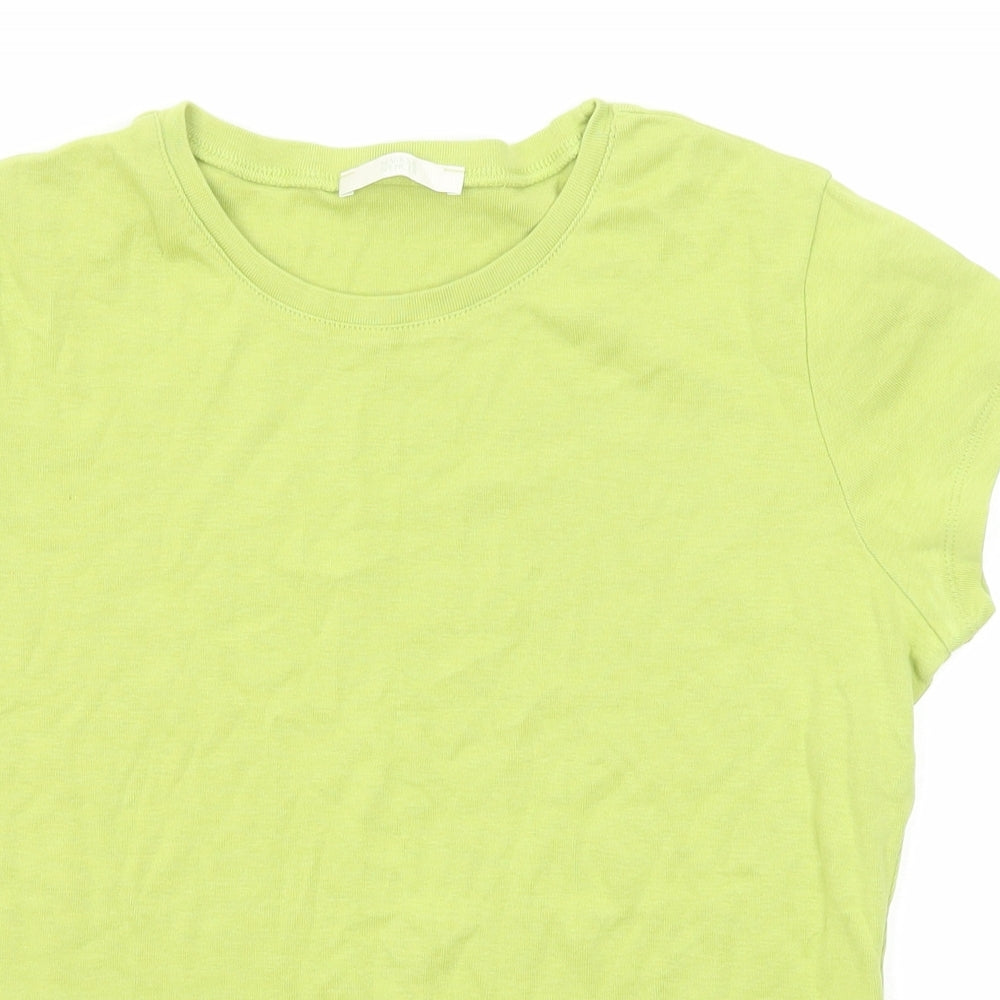 Marks and Spencer Womens Green Cotton Basic T-Shirt Size 14 Round Neck