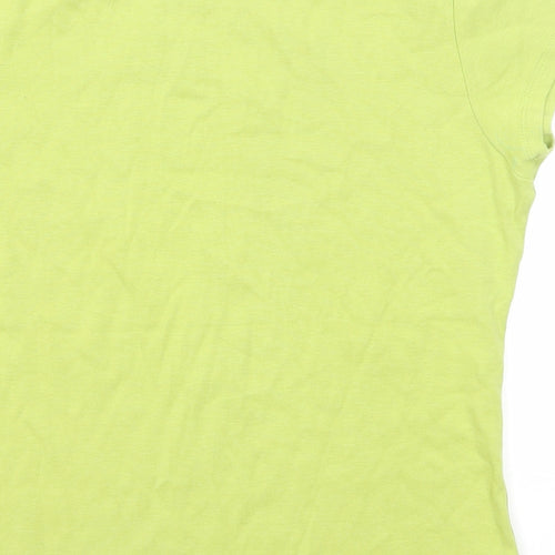 Marks and Spencer Womens Green Cotton Basic T-Shirt Size 14 Round Neck