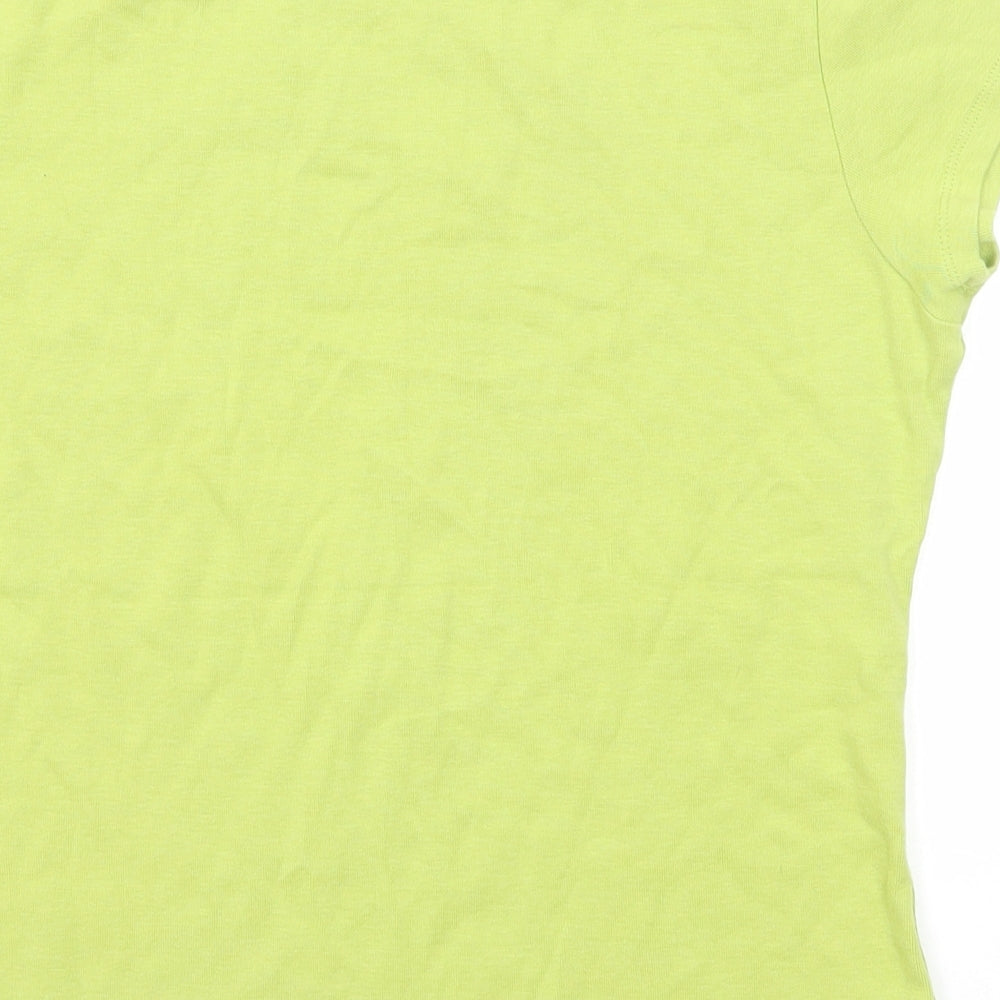 Marks and Spencer Womens Green Cotton Basic T-Shirt Size 14 Round Neck