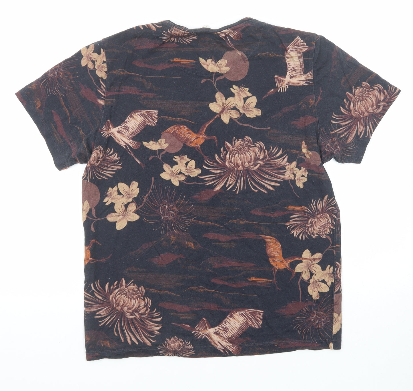 NEXT Mens Multicoloured Geometric Cotton T-Shirt Size M Round Neck