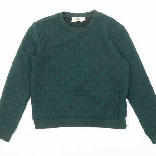 Louche Womens Green Polka Dot Polyester Pullover Sweatshirt Size 8 Pullover
