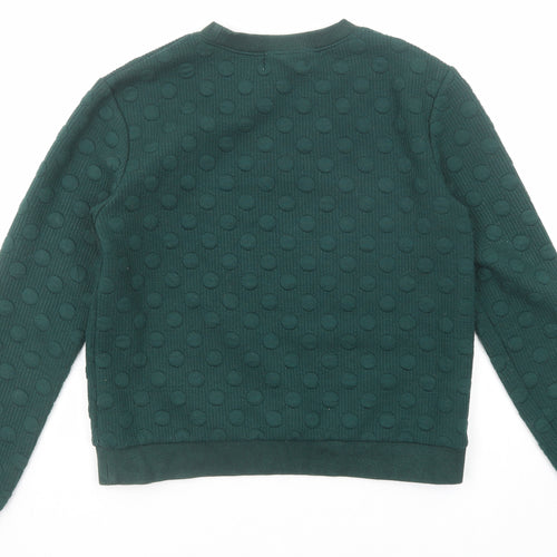 Louche Womens Green Polka Dot Polyester Pullover Sweatshirt Size 8 Pullover
