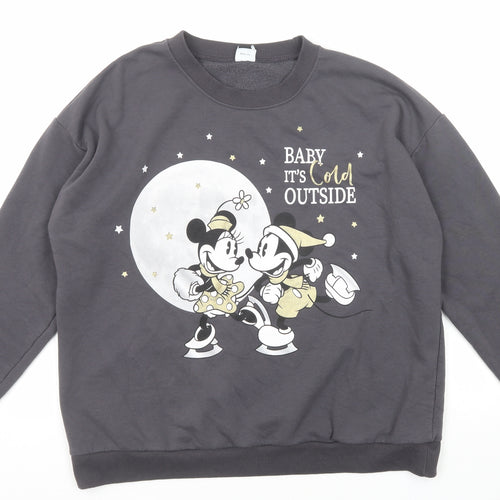 Disney Womens Grey Polyester Pullover Sweatshirt Size 20 Pullover - Mickey Minnie Mouse