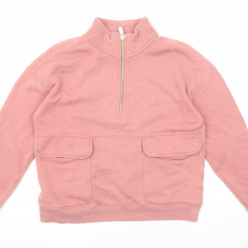 NEXT Womens Pink Cotton Pullover Sweatshirt Size M Zip
