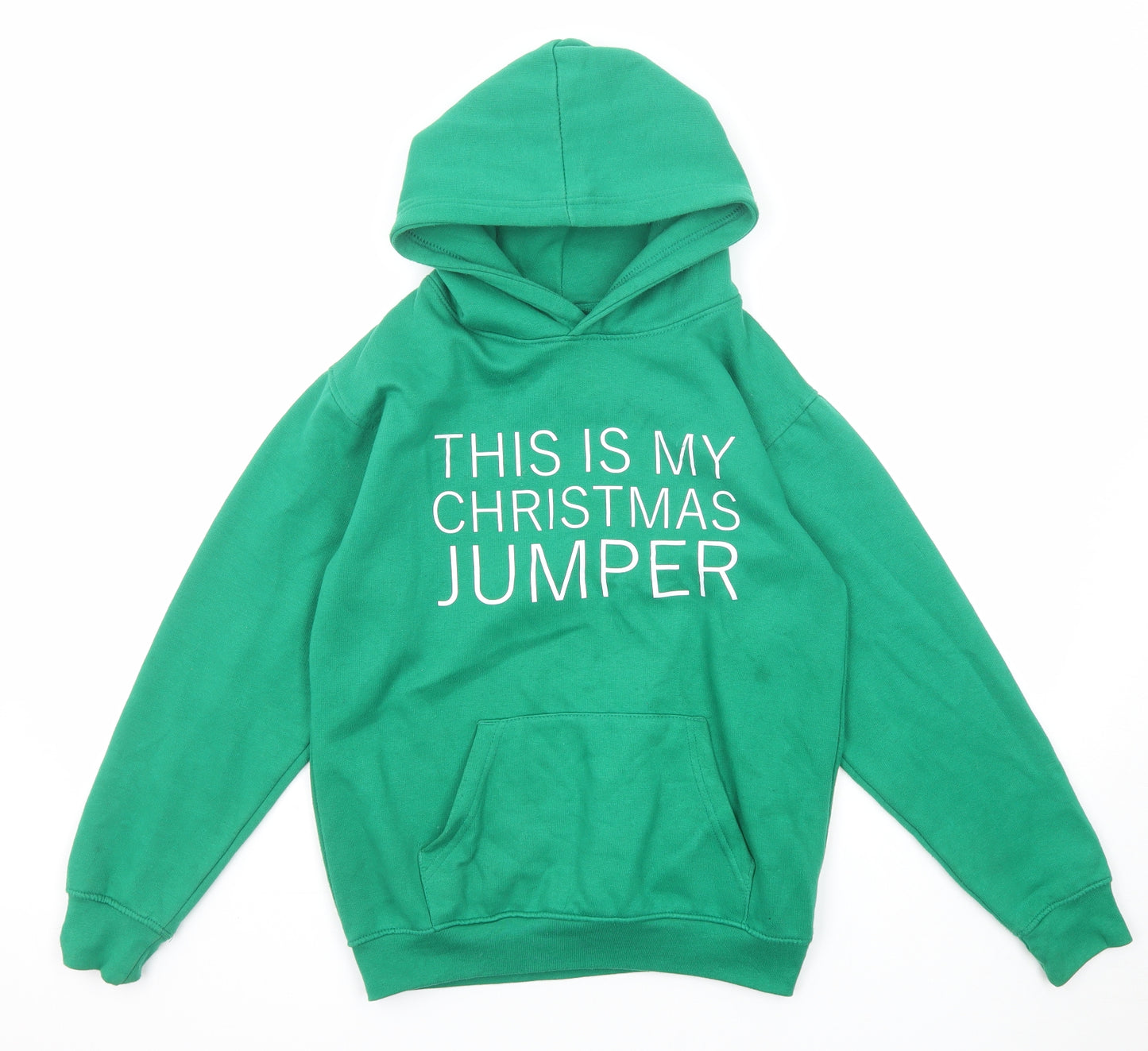 Uneek Boys Green Cotton Pullover Hoodie Size 11-12 Years Pullover - Christmas