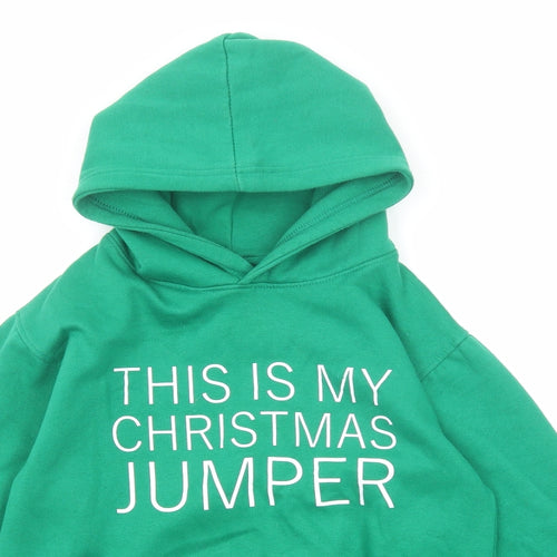 Uneek Boys Green Cotton Pullover Hoodie Size 11-12 Years Pullover - Christmas
