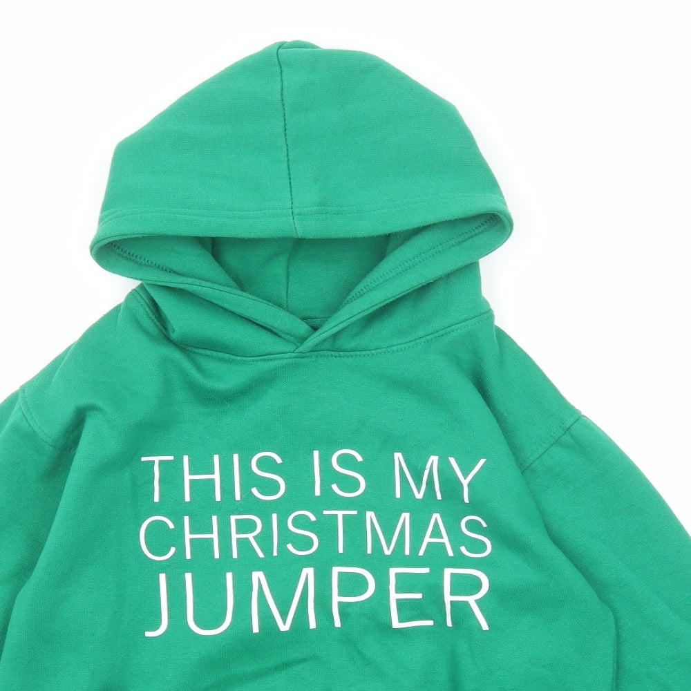 Uneek Boys Green Cotton Pullover Hoodie Size 11-12 Years Pullover - Christmas