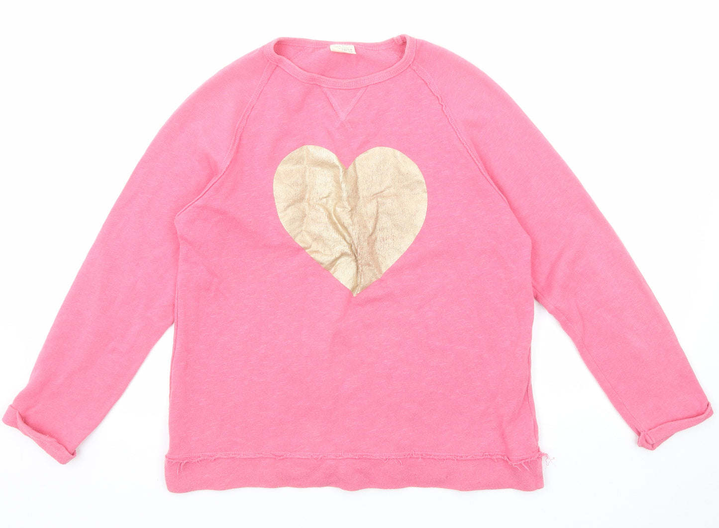Zara Girls Pink Cotton Pullover Sweatshirt Size 13-14 Years Pullover - Heart