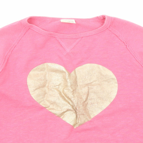 Zara Girls Pink Cotton Pullover Sweatshirt Size 13-14 Years Pullover - Heart