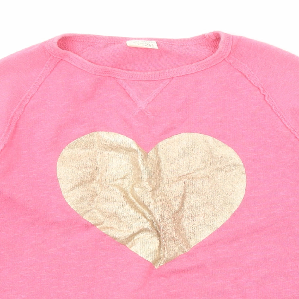 Zara Girls Pink Cotton Pullover Sweatshirt Size 13-14 Years Pullover - Heart