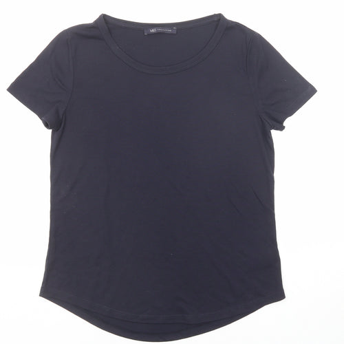 Marks and Spencer Womens Blue Polyester Basic T-Shirt Size 8 Boat Neck