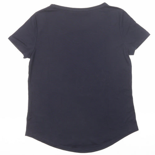 Marks and Spencer Womens Blue Polyester Basic T-Shirt Size 8 Boat Neck