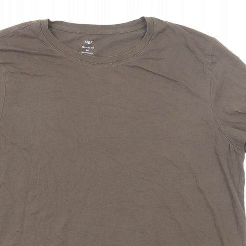 Marks and Spencer Mens Brown Polyester T-Shirt Size 2XL Round Neck