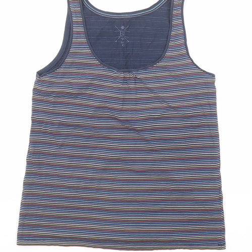 EDC Womens Blue Striped Cotton Basic Tank Size XS Round Neck