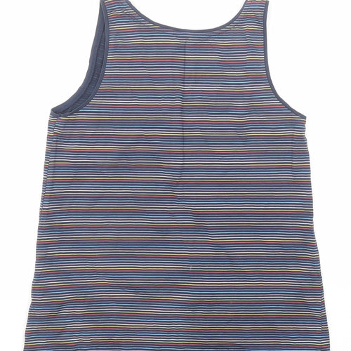 EDC Womens Blue Striped Cotton Basic Tank Size XS Round Neck