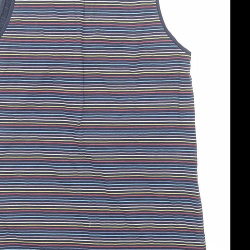 EDC Womens Blue Striped Cotton Basic Tank Size XS Round Neck