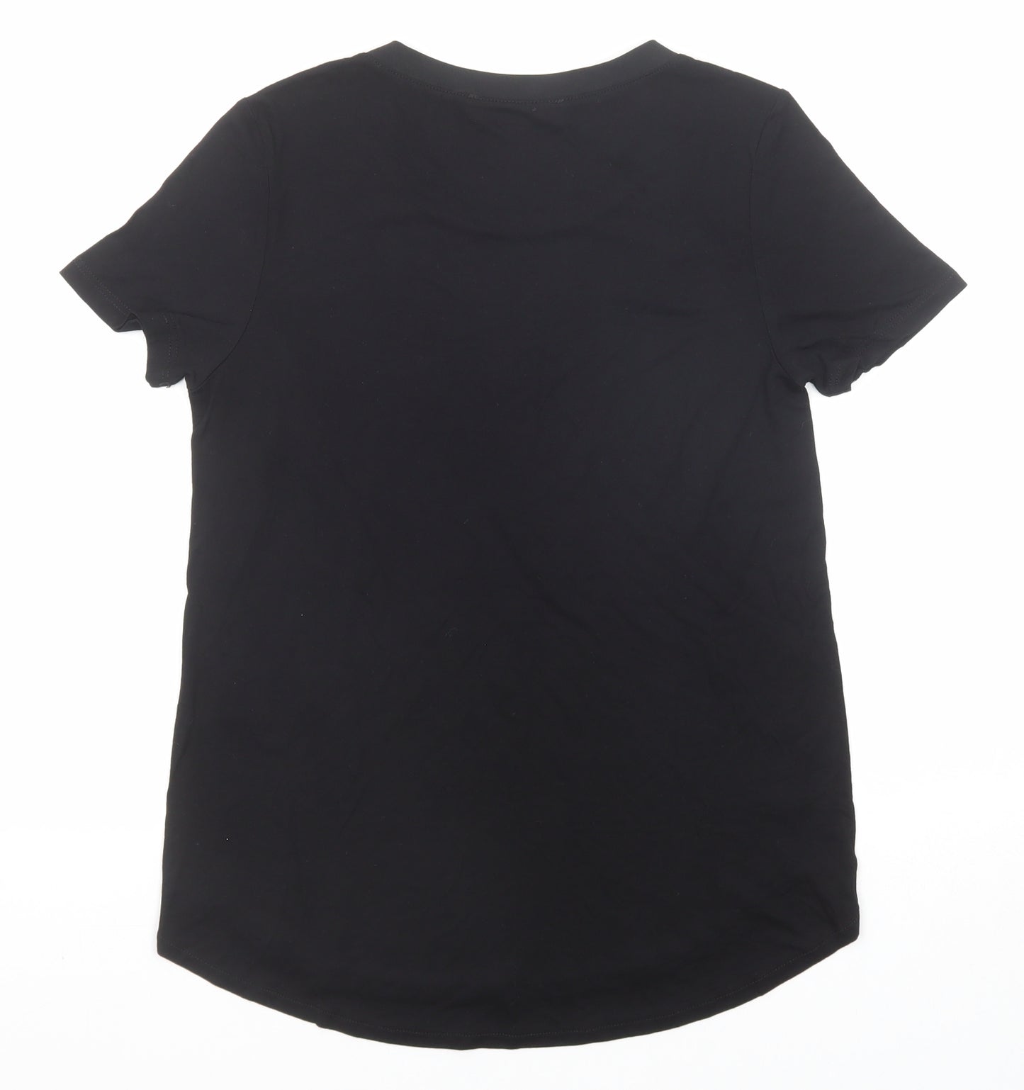 Oasis Womens Black Viscose Basic T-Shirt Size XS Round Neck