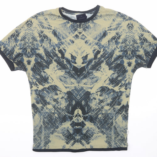 Topman Mens Multicoloured Geometric Polyester T-Shirt Size M Round Neck