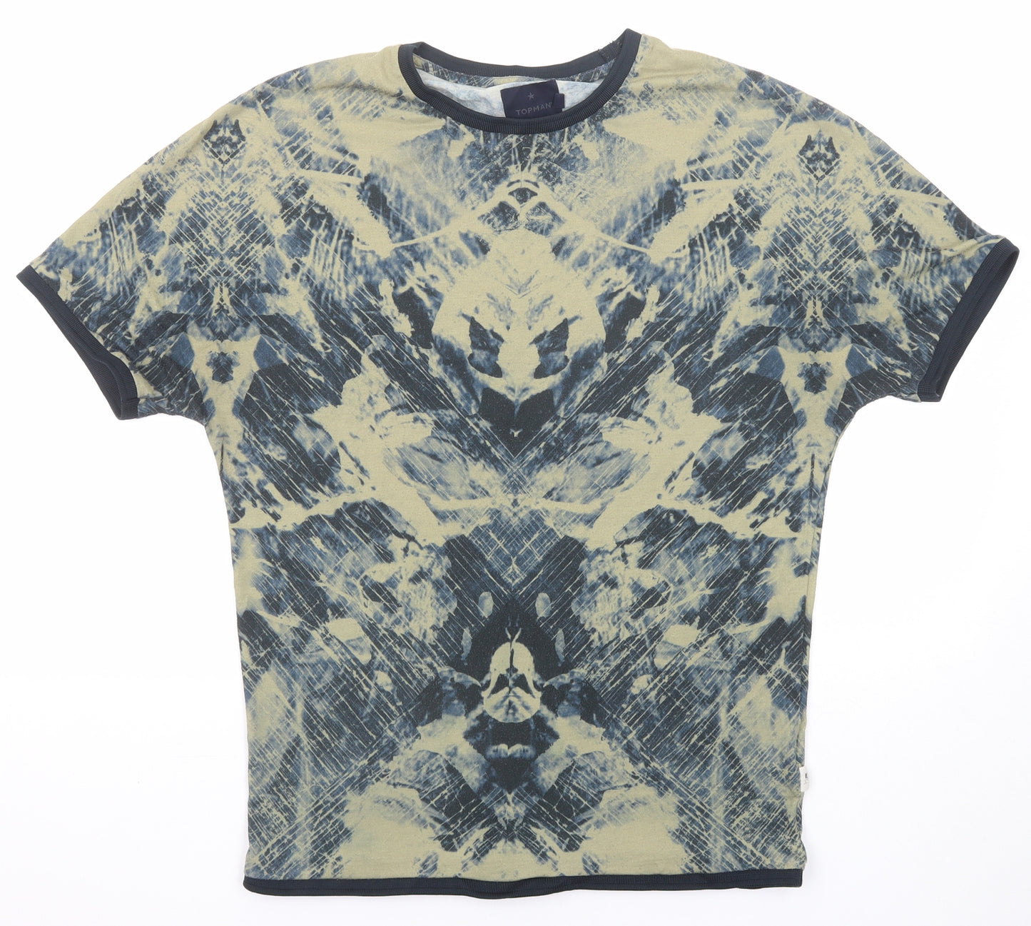 Topman Mens Multicoloured Geometric Polyester T-Shirt Size M Round Neck