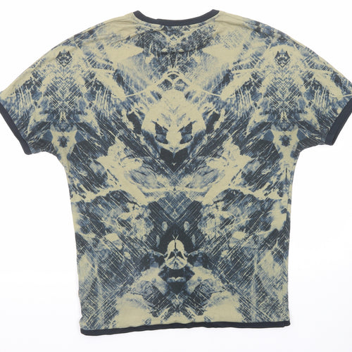 Topman Mens Multicoloured Geometric Polyester T-Shirt Size M Round Neck