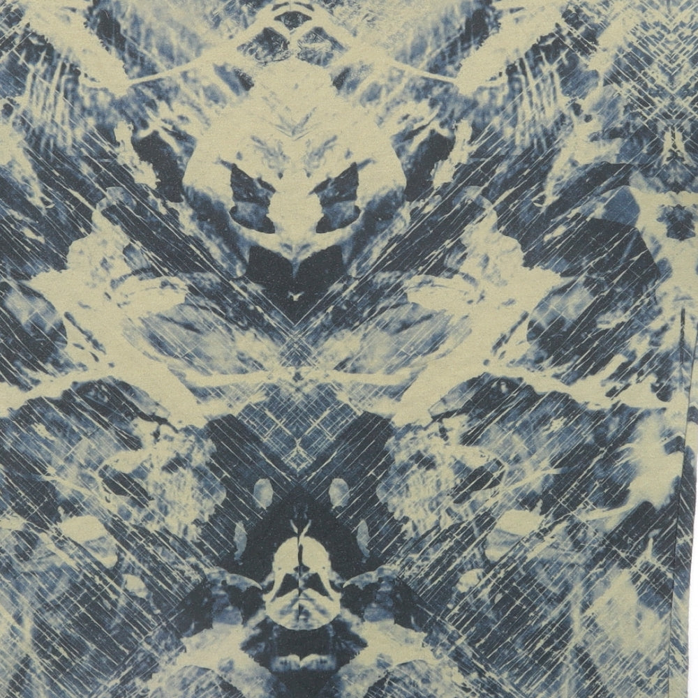 Topman Mens Multicoloured Geometric Polyester T-Shirt Size M Round Neck