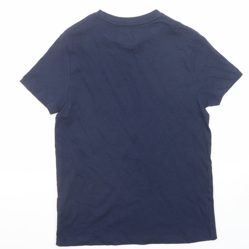 Marks and Spencer Boys Blue Cotton Basic T-Shirt Size 10-11 Years Round Neck Pullover