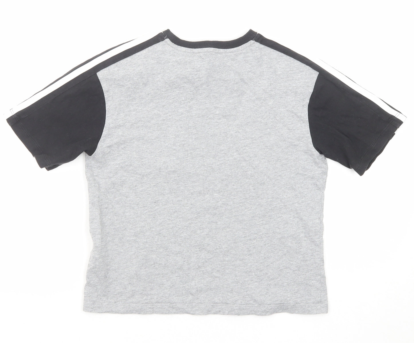 adidas Girls Grey Cotton Pullover T-Shirt Size 11-12 Years Crew Neck Pullover