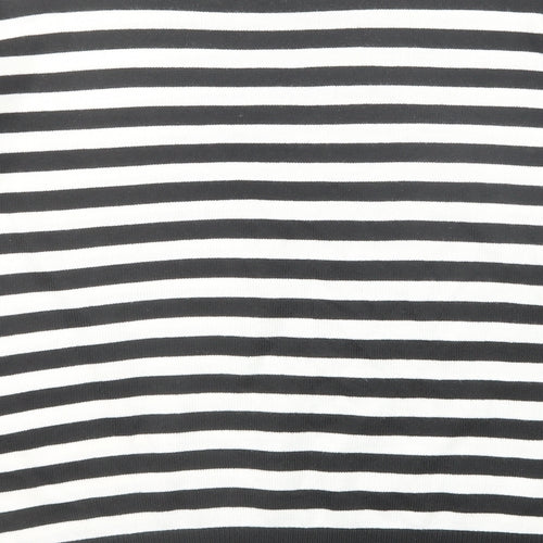 Marks and Spencer Womens Black Round Neck Striped Acrylic Pullover Jumper Size 12