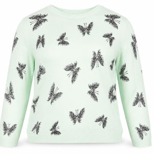 Marks and Spencer Womens Green Round Neck Geometric Acrylic Pullover Jumper Size 12 - Butterfly